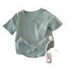 Korean Style Casual Kids Plain Short Sleeve Round Neck Batwing Cotton Top
