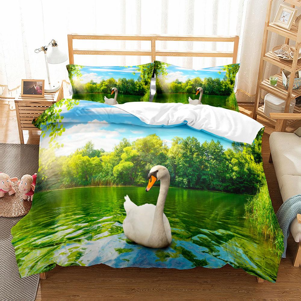 

Comforter 3D Swans Romantic Duvet/Doona Set Single Twin Double Queen King Cal King Size Set Comforter (quilt)-EU Single(135*200cm)3pcs