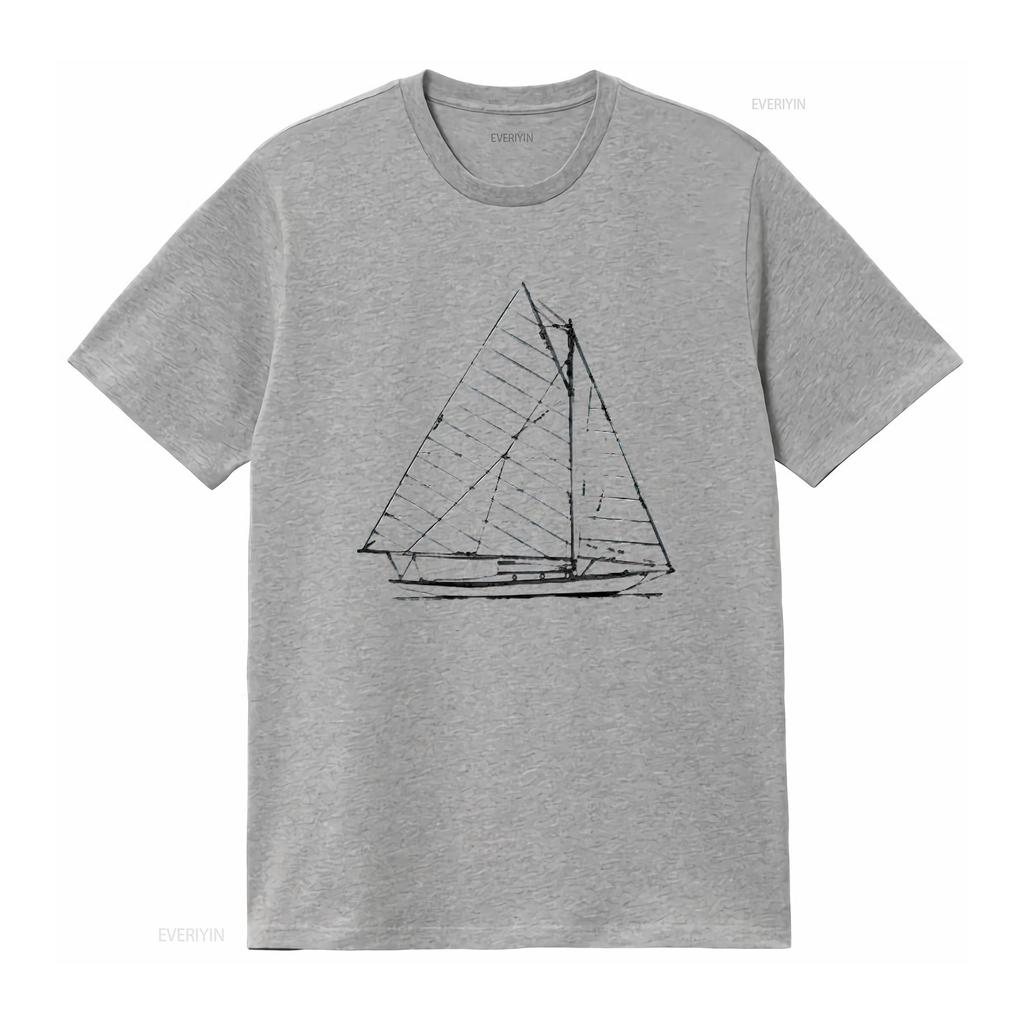 Womens Sailboat Nautical Design Sketch Sailing T Shirt Vintage Washed Streetwear Breathable Soft Fashion Graphic Versatile