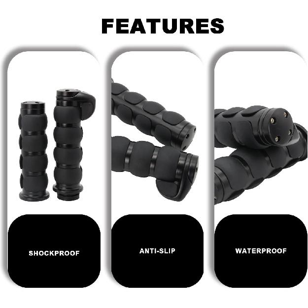 Motorcycle Grips 1" Non-Slip Rubber Handlebar Throttle Grips Motorcycle Handlebar Grips for Harley Davidson Street Glide Sportster 883 Road King Dyna