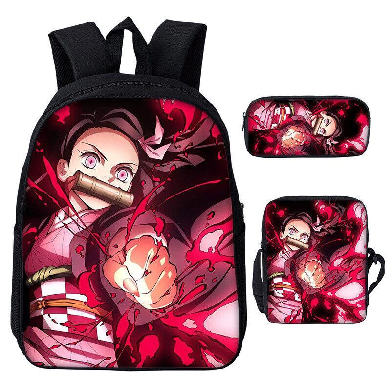 Demon Slayer Kimetsu No Yaiba Backpack Set With Breathable Polyester For School And Travel