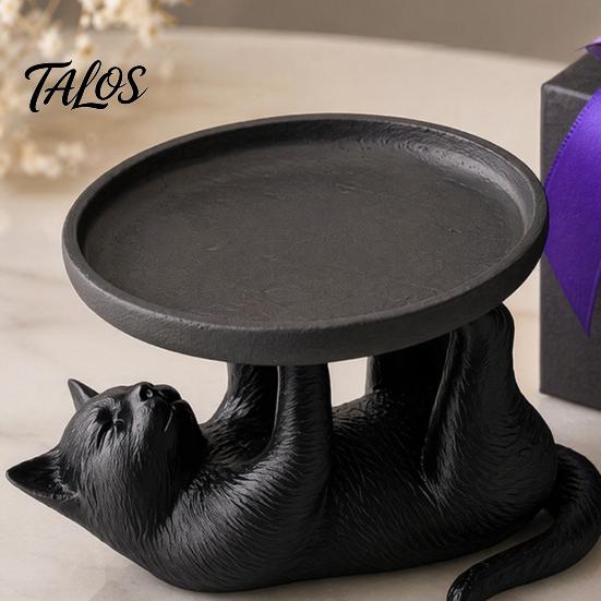 Talos 3D Printed Reclining Cat Jewelry Tray, Cute Ring Holder & Earring Organizer Dish for Dresser Vanity, Decorative Kitten Trinket Bracelets