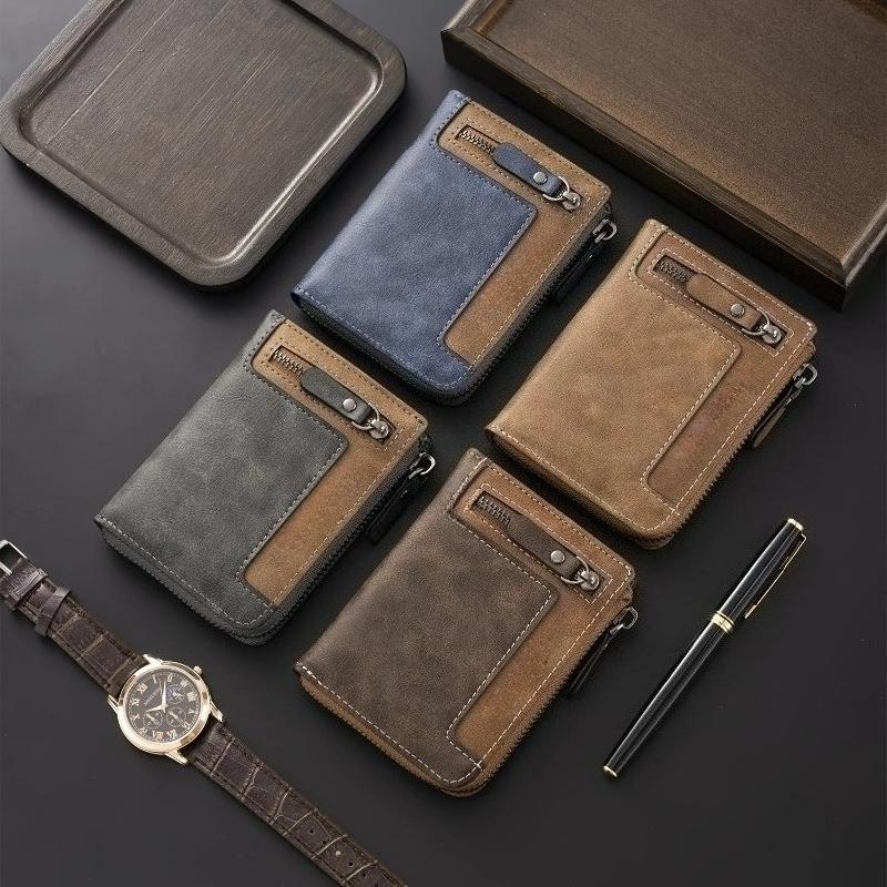High Quality Men's Wallet Nubuck Leather Blocking Multi Luxury Designer Money Clip Card Holder Slot 3 FoldPurse