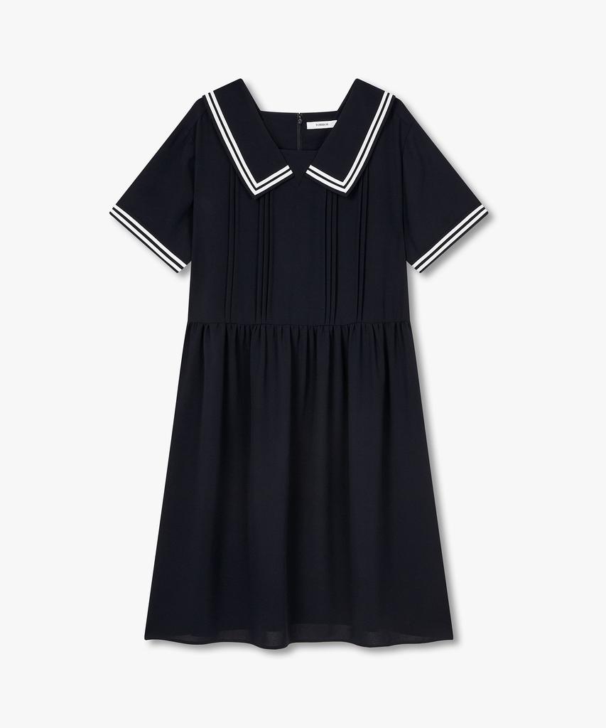 STUDIO TOMBOY Wide Collar Contrast Dress_Dark Navy 9176241985