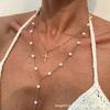 European and American temperament imitation pearl chain long fringed necklace simple ins style cross pendant collarbone chain