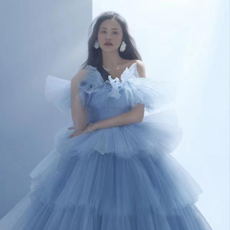 Сукня-топ-труба світла весільна сукня 2025 новий одяг весільна сукня пара кольорова пряжа Морі вечірня сукня