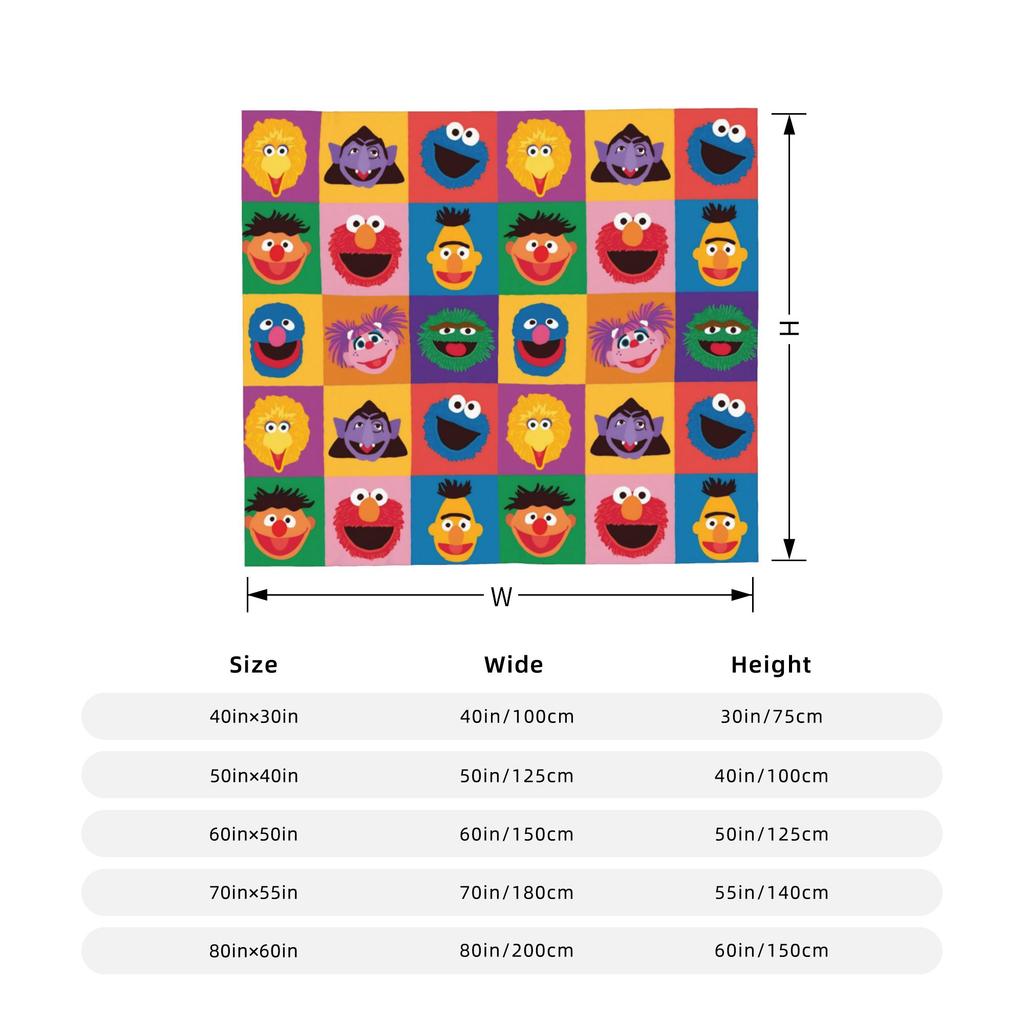 Sesame Street Cartoon Blanket Coral Fleece Plush Spring/Autumn Abby Cadabby Breathable Throw Blankets for Bed Bedroom Rug Piece