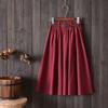 Women Summer Midi Knee Length Skirt Korean Ladies High Waist Pleated A-line School Skirt Female