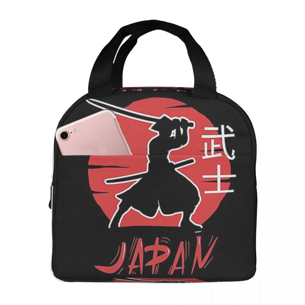 Japanese Bushido Samurai Characters Insulated Lunch Bag for Women Kids Leakproof Food Boxes Thermal Lunch Box Tote