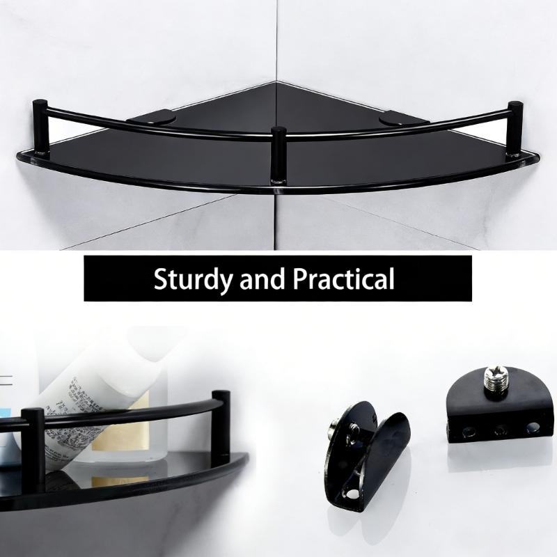 Pack Of 2 Corner Floating Shelf Space Saving Designs with Plastic Glass & Metal Parts Simple Installation for Bathroom