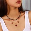 New Minimalist Metal Heart Pendant Necklace For Women Fashion Temperament Peach Heart Double Layered Necklace Party Jewelry