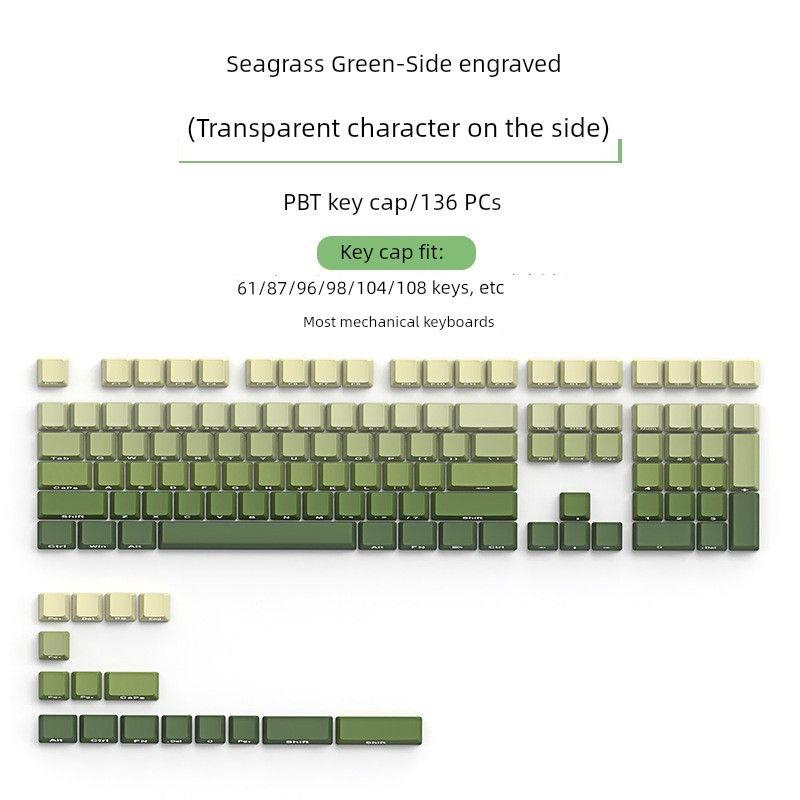 

Pioneer PBT Key Cap Mechanical Matcha Gradient Light-Transmitting Sublimation Stylish 87 Side Engraved Side Transparent Green Key Cap Matcha side engraved key cap-transparent PBT