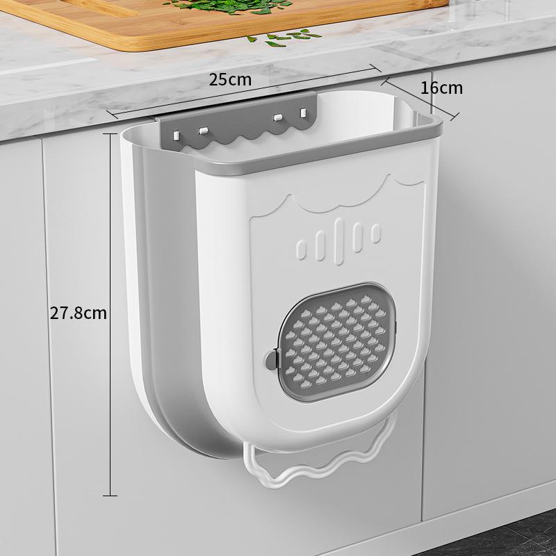 Foldable Wall-Mounted Hanging Trash Can for Kitchen & Bathroom - Easy-to-Clean, High-Quality Plastic Bin