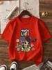 T-shirt Grafica Toca Life World per Bambine Bianca Rosa Manica Corta T-shirt Moda Top per Bambini Cotone Estate Casual Girocollo Maglietta