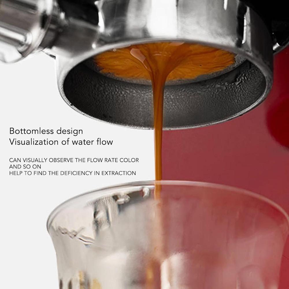 304 Stainless Steel and Wood Bottomless Espresso Portafilter for DeLonghi Espresso Brewing