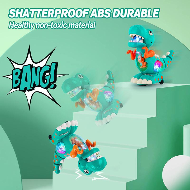 Dinosaur Toy Light Up Musical CrawlingTummy Time Montessori Sensory Interactive Electric Toys for Kids Birthday Gifts