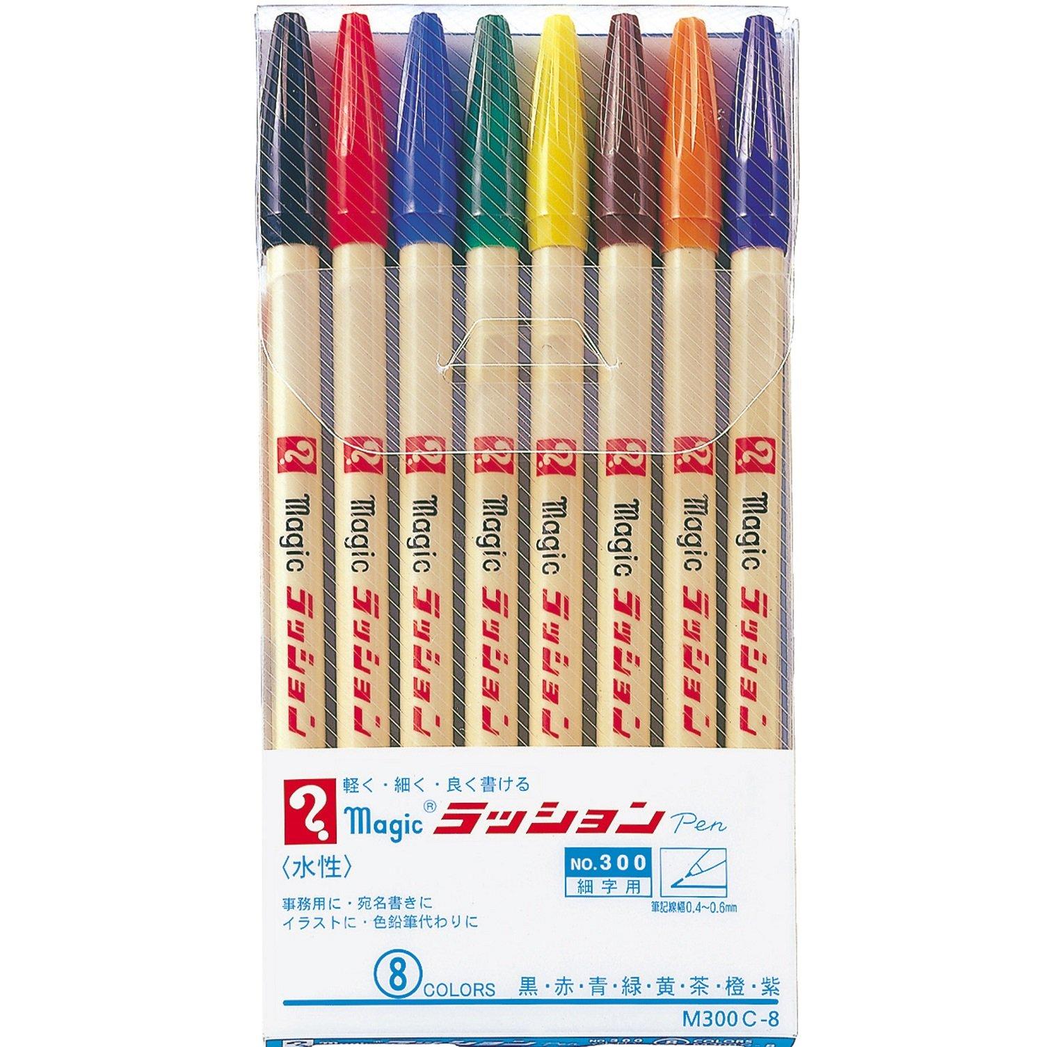 Teranishi Chemical Magic Rashion Pen 8 Water-Based Pen, No. 300, Colors, M300C-8