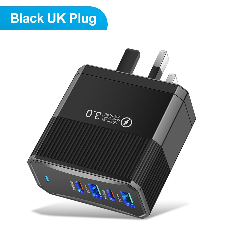 Celkový 100W 2USB 2PD Nabíječka Rychlá nabíječka pro iPhone 15 Pro Max Xiaomi 14 Oneplus 4 porty Cestovní zástrčka Adaptér pro rychlé nabíjení telefonu