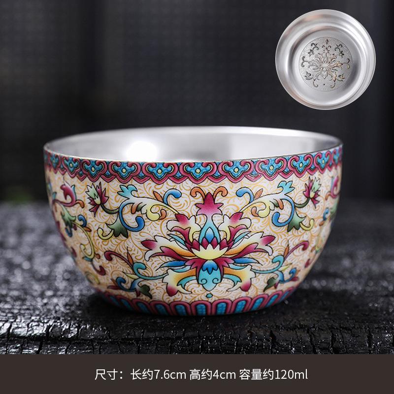 Vergoldetes Emaille Meister Keramik Einzelne Verkostungsschale Haushalt Kung Fu Tee Vintage Goldlinie Filigran Tasse