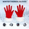 Santa Claus Gloves Christmas Red Gloves with White Fuzzy Cuffs Winter Warm Full Finger Gloves for Xmas Party Costume Accessories