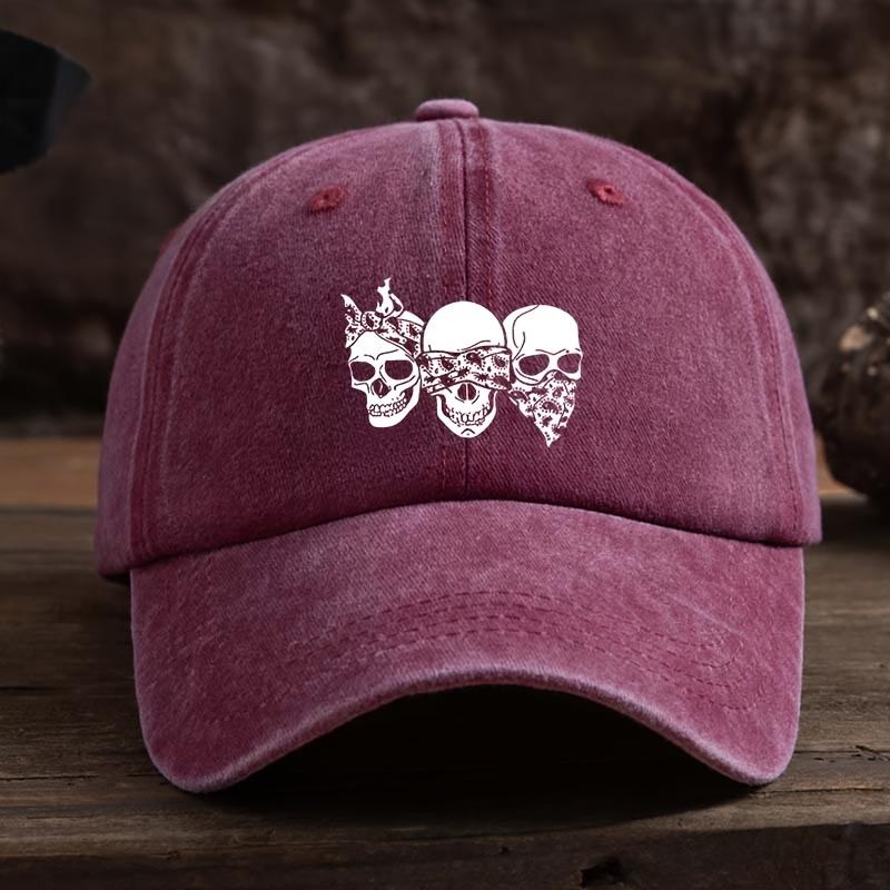 Skull Print Baseball Cap Multifunctional Outdoor Leisure Fishing Cap Travel Sun Visor Duckbill Cap