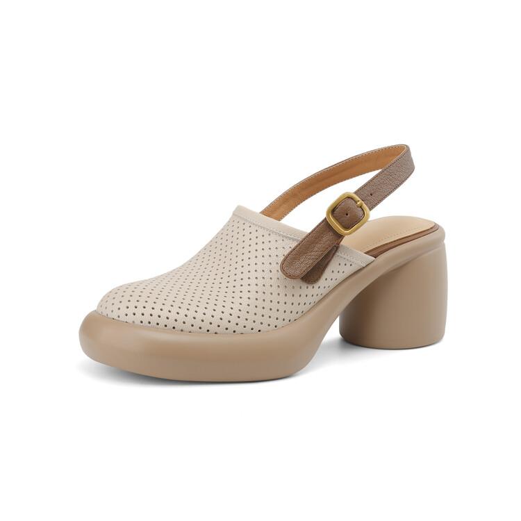 

Модные летние сандалии с круглым носком, с вырезами, на высоком каблуке для женщин, сандалии на платформе, обувь из овчины на массивном каблуке, зеленые 40