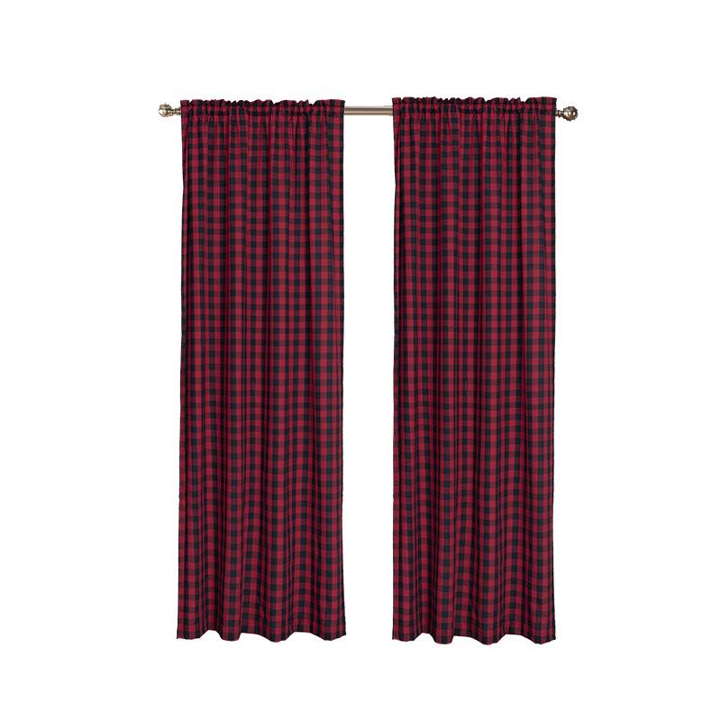 Curtains Nordic Style Plaid Curtains Christmas Finished Curtains Wear Rods