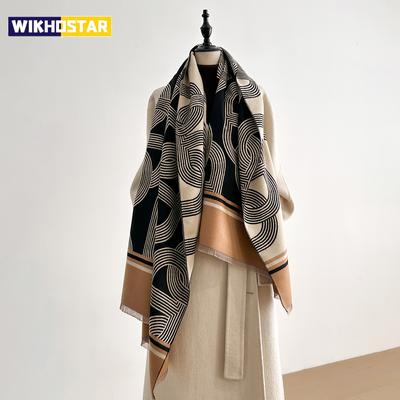 Women Winter Scarf Pashmina Shawls Lady Wraps Thick Warm Striped Pattern Bufanda Echarpe Female Cashmere Imitation Stoles