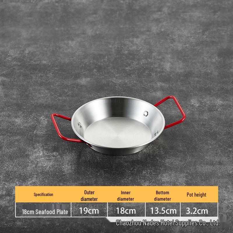 Gold Thickened Stainless Steel Seafood Plate with Handles - Korean Style for Crawfish, Fries, Fried Chicken, and Rice.