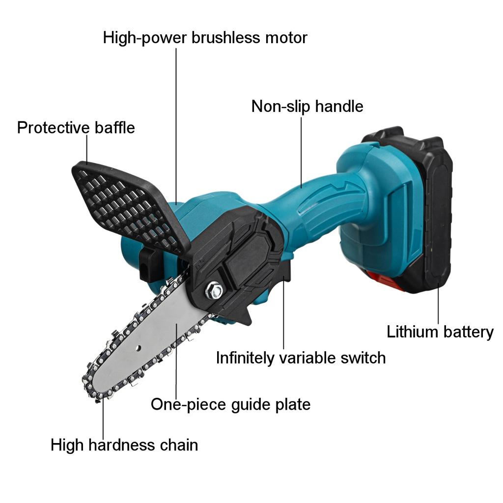 24V 4-Inches Mini Electric Saw Chainsaw For Woodworking Garden Tools With Batterys Brushless Chain Saws Wood Cutters with Battery