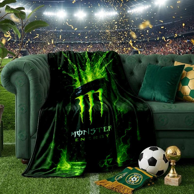 Coperta Throw Monster Drink Coperte in Flanella Peluche per Divano Letto Regali per Uomini Donne Coperta da Viaggio Picnic Regali per Fan di Natale