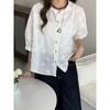 French Hollow Embroidery Short Sleeve Summer Blouse - Casual, Versatile Jacquard Loose Fit