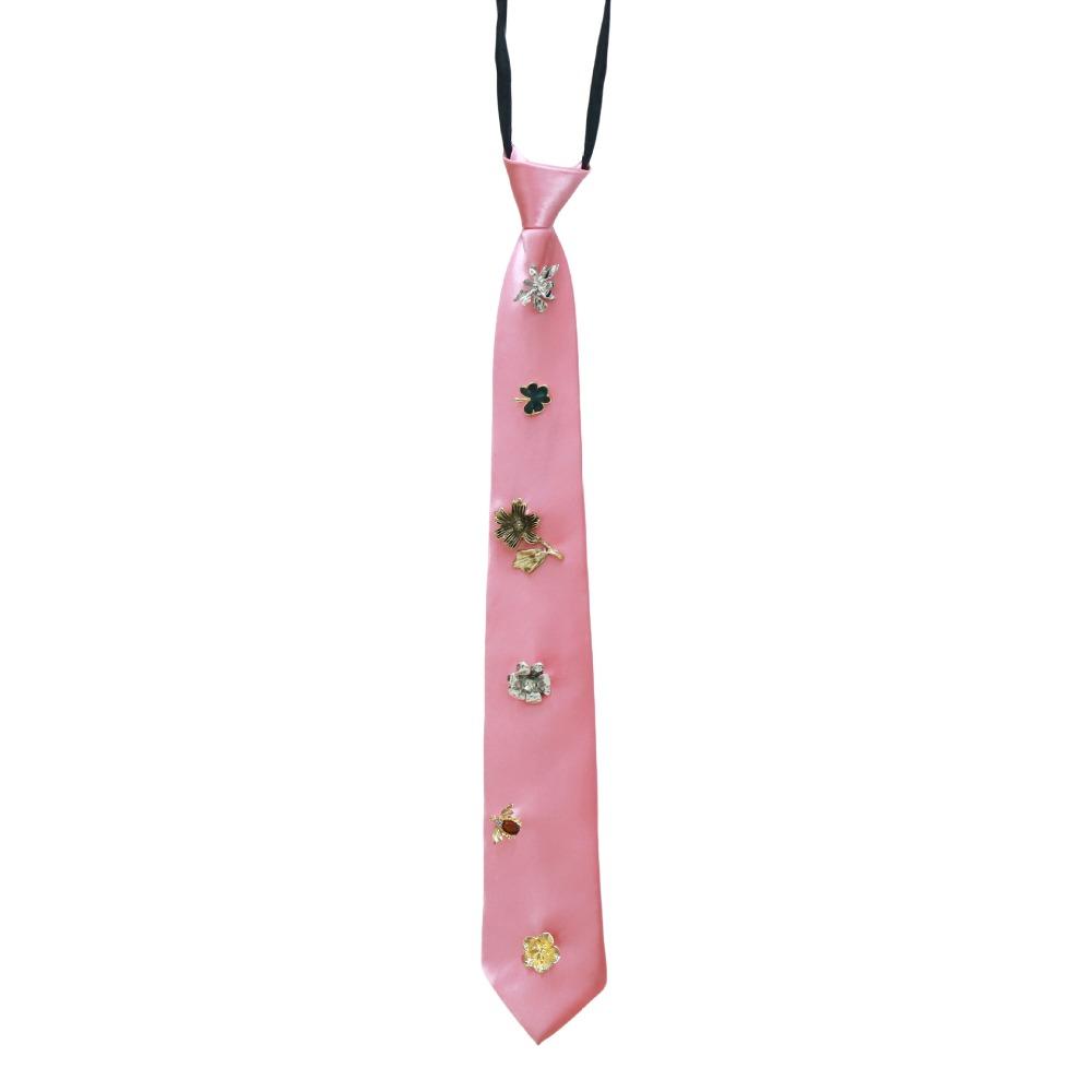 

Korean Rhinestone Necktie Black Decoration Shirt Tie Temperament Flower Tie JK Uniform Decoration рожевий