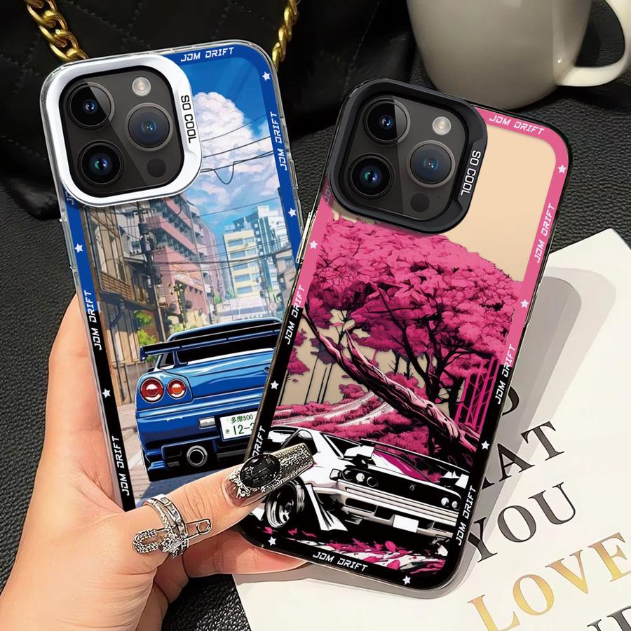 Soft Shell Case for iPhone 16e 11 12 13 Pro Max 14 15 16 Plus Japanese JDM Drift Car