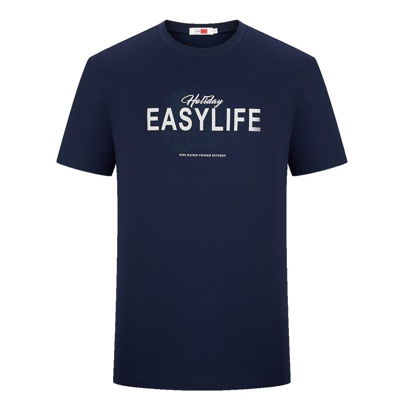 Goldlion Men's Summer Stretch Casual Printed T-shirt with Silk Blend