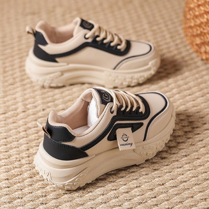 

Обувь для папы, детская, осенняя, с толстой подошвой, универсальная, с мягкой подошвой, повседневная, весенне-осенняя, спортивная обувь для бега, женская 40 чёрный