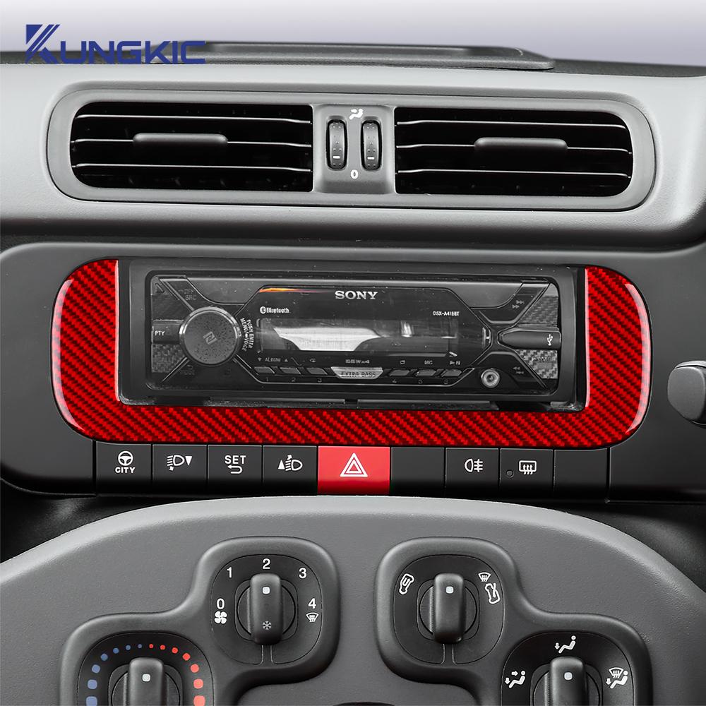 Echte Zachte Koolstofvezel Sticker Auto Centrale Bedieningsscherm Sierlijst Voor Fiat Panda 2013-2019 2020 2021 2022 2023 2024 2025 LHD RHD