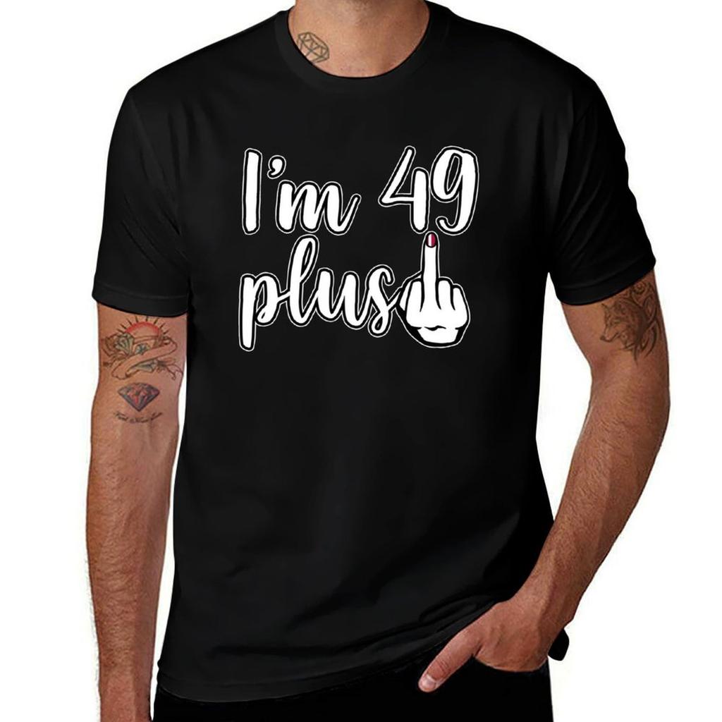 I Am 49 Plus Middle Finger Funny Women Birthday Party Long Sleeve TShirt Casual Daily Outfit TShirt