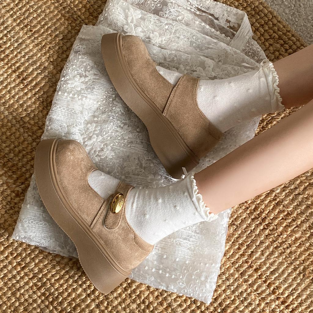 Muffin dicksoled erhöhende Boken Schuhe 2025 neu Frühling, Herbst und Winter kleine Retro Ein-Pedal Slipper Einzelne Schuhe