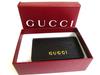 Authentic GUCCI Logo Script Black Leather Business Card Credit Card Holder #b166  Open box