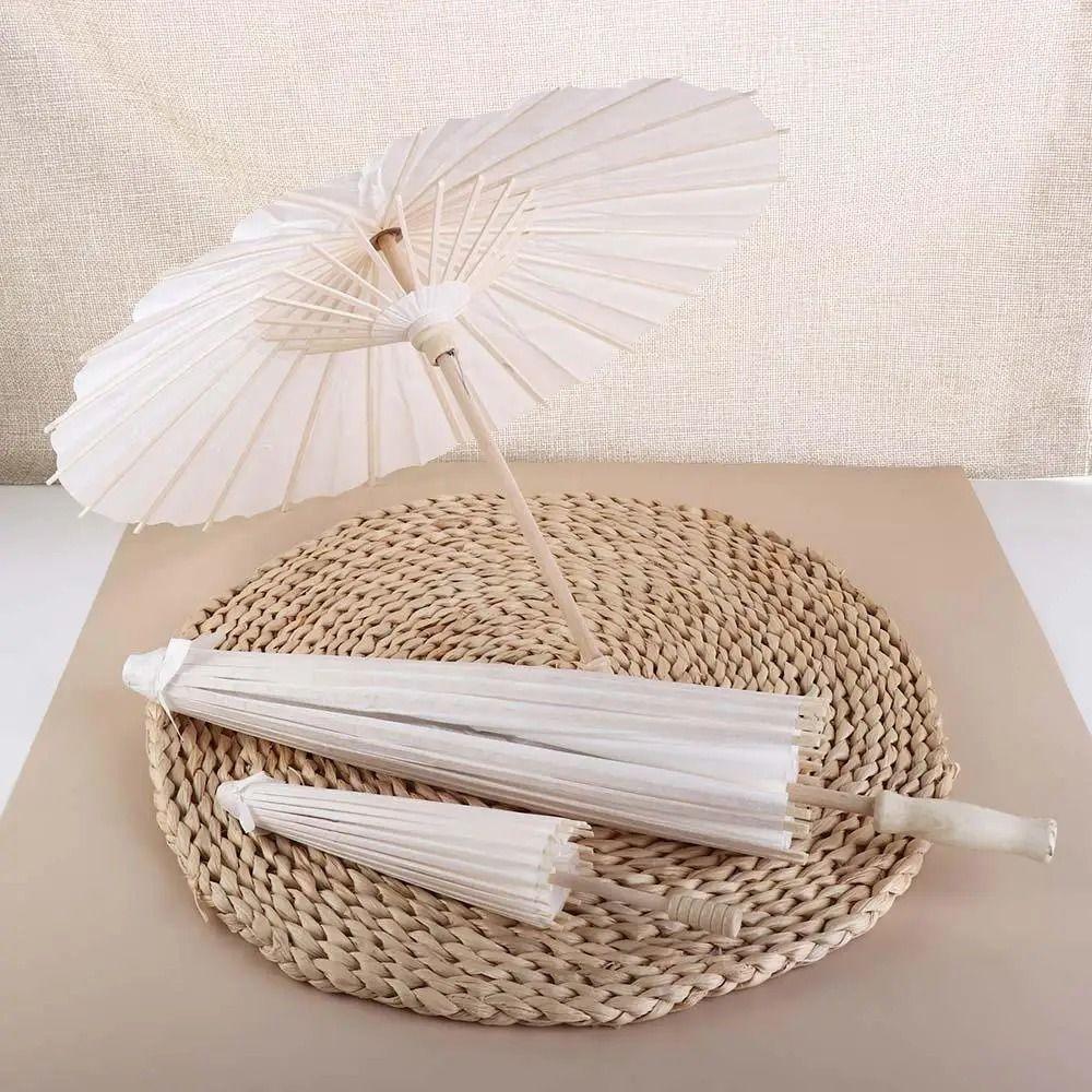 Vintage Blank Paper Umbrella DIY Chinese Umbrella Wood Drawing Umbrella  Wedding Party Favors