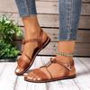 New Style Round Toe Flat Sandals Summer Fashion Solid Color Round Head  Ankle Buckle Comfortable Casual Sandals for Women