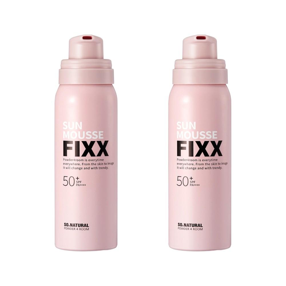 So Natural Glowy Sun Mousse Fixer SPF50+ PA++++ 75ml x 2ea - Innovative Whipped Mousse Sunscreen & Makeup Fixer for Radiant, Long-Lasting Glow