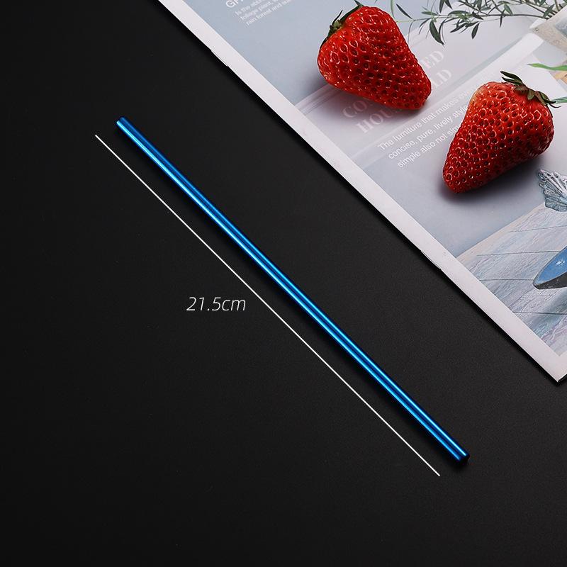 304 Stainless Steel Straw Set Color Metal Straw Restaurant Milk Tea Beverage Coffee Tube Straight Pipe Elbow Set