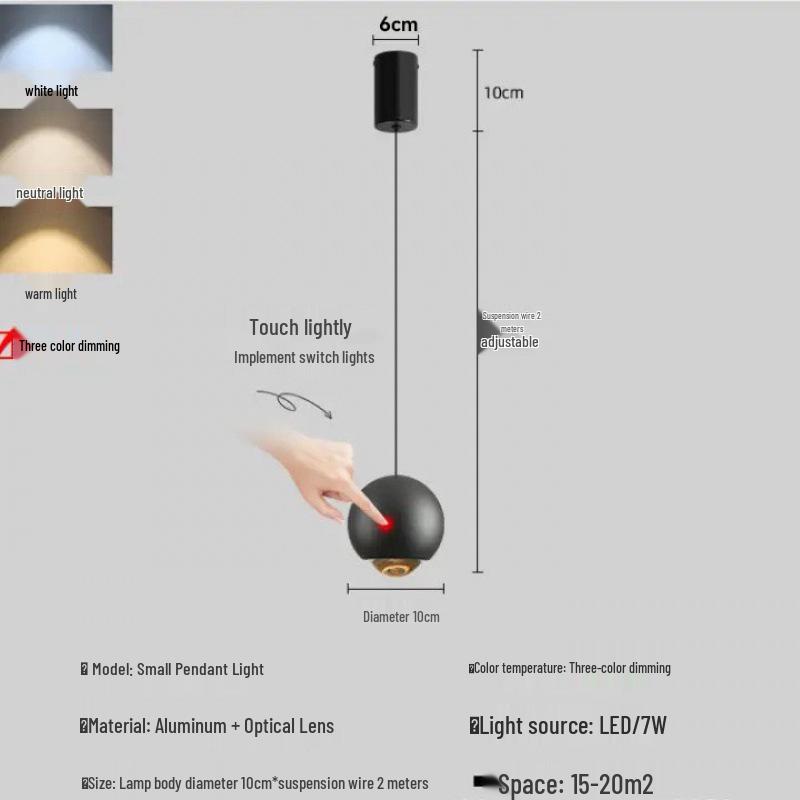 Регулируемый современный минималистичный подвесной светильник для спальни, гостиной или прихожей Basic Warm Light
