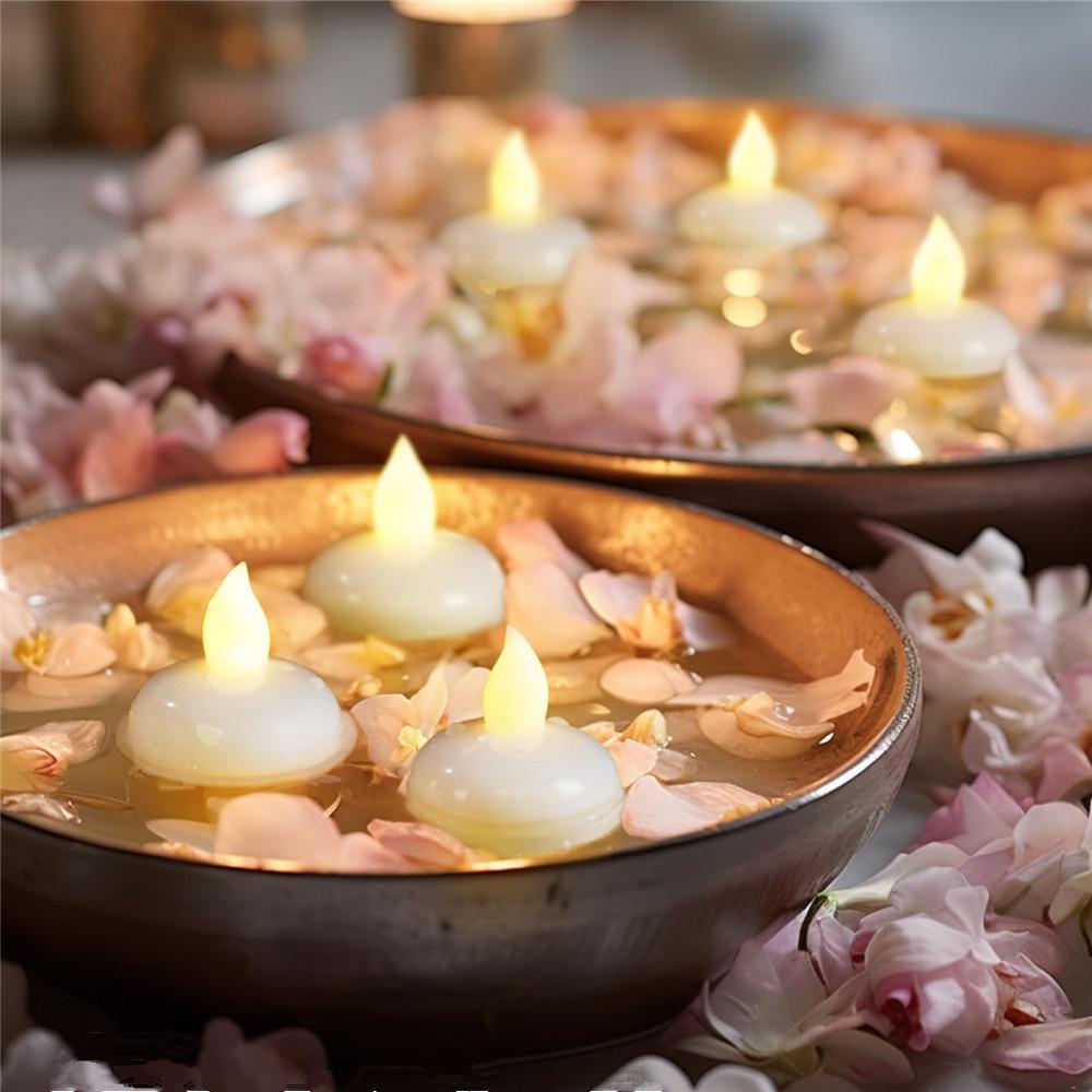 24/36pc Flameless Floating Candles Waterproof LED Tea Lights Battery Operated Flickering Candle for Wedding Birthday Party Decor
