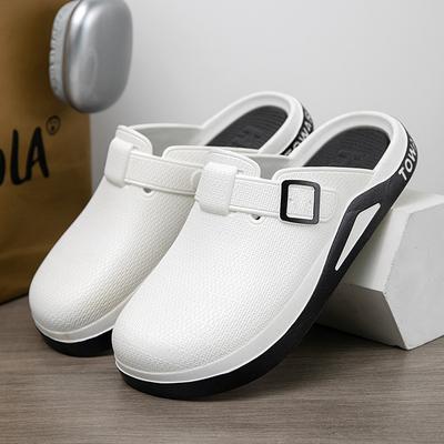 Halvtofflor med stängd tå för män Sommar Utomhusmode Sandaler Män Bekväma Skor Tjock Sula Halkfria Sandaler