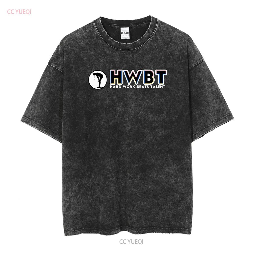 T SHIRT HWBT HARD WORK BEAT TALENT MOTIVATIONAL BLACK XL vintage Washed Casual designer clothes graphic Breathable Stylish