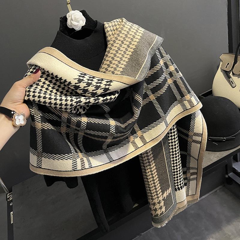 Qiandongge fashion imitation cashmere scarf women's winter versatile decorative warm scarf double-sided large shawl