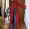 Women's Long, Loose-fitting, Elegant, Slim-fitting, and Stylish Coat for Autumn and Winter.